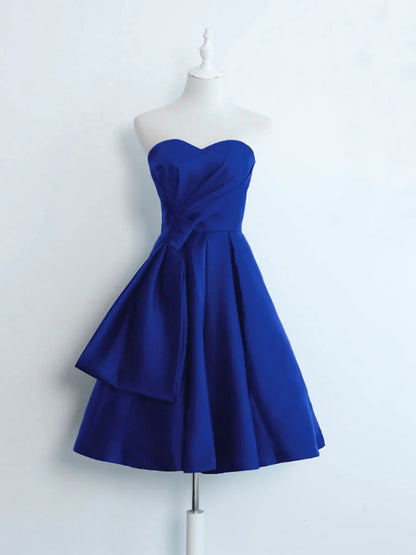 Off-the-Shoulder Simple Sweetheart Satin Short Prom Dress