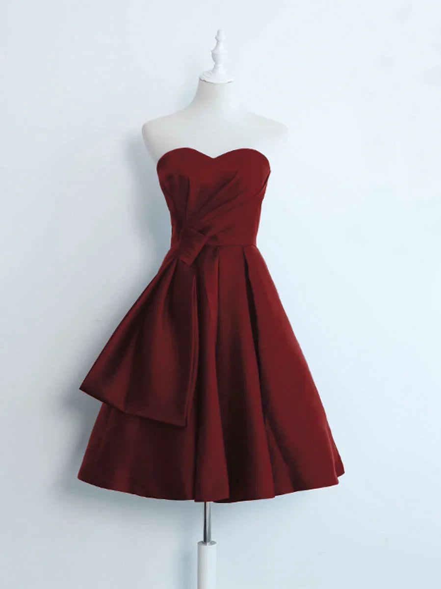 Off-the-Shoulder Simple Sweetheart Satin Short Prom Dress