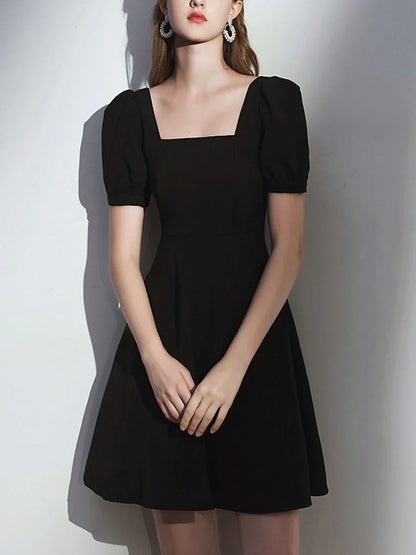Simple Satin Square Neck Short Prom Dress