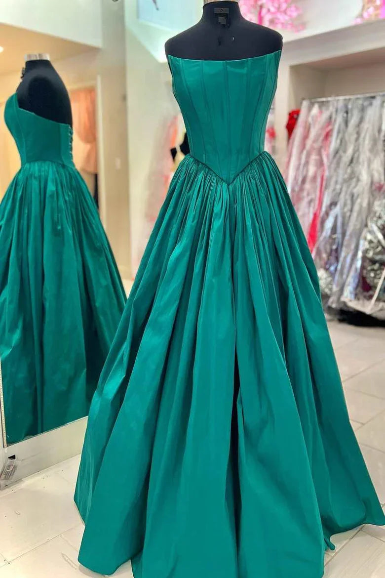 A-Line Trapless Lace-Up Back Prom Dress