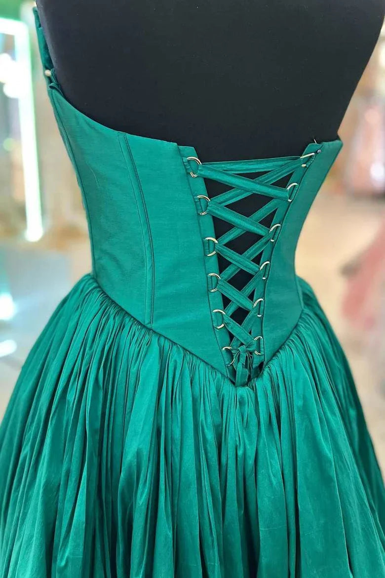 A-Line Trapless Lace-Up Back Prom Dress