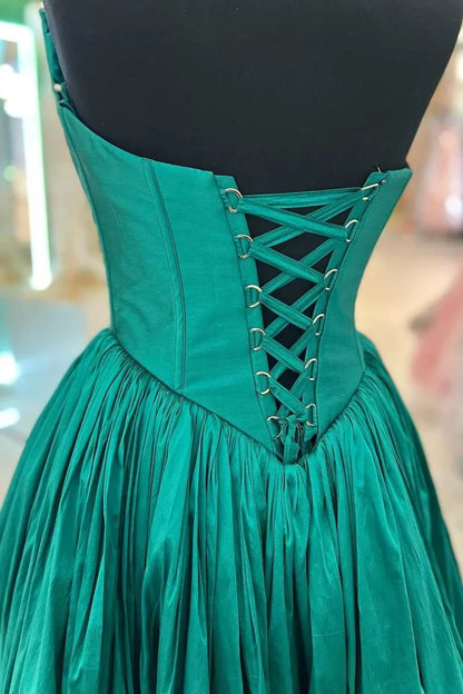 A-Line Trapless Lace-Up Back Prom Dress