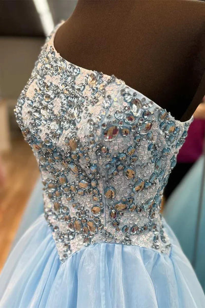 Off Sleeves A-Line One-Shoulder Prom Dress With Train