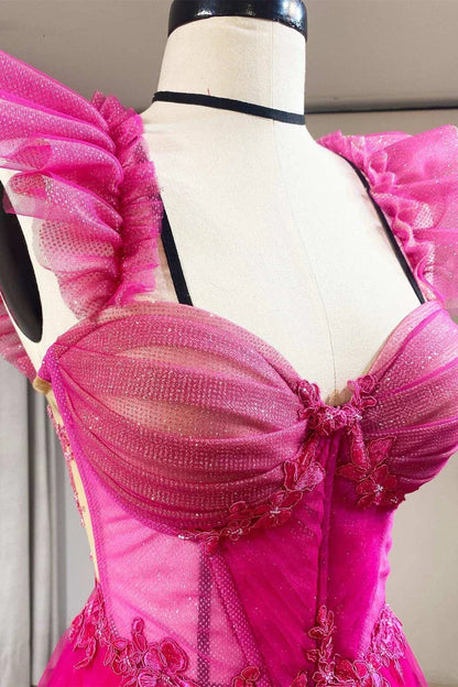 A-Line Tulle Ruffles Bustier Prom Dress