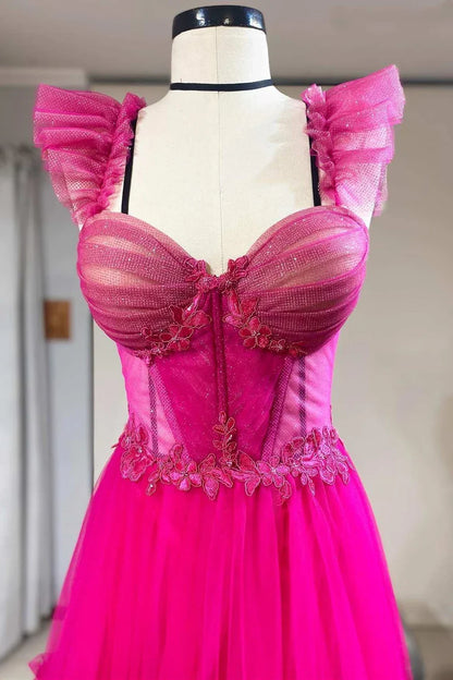 A-Line Tulle Ruffles Bustier Prom Dress