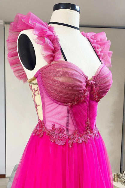 A-Line Tulle Ruffles Bustier Prom Dress