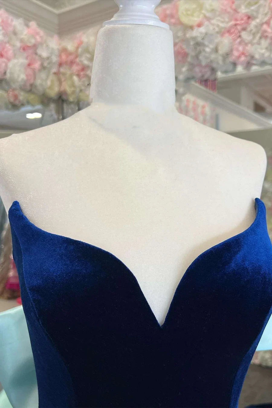 Velvet Strapless Bow-Back Mermaid Prom Dress