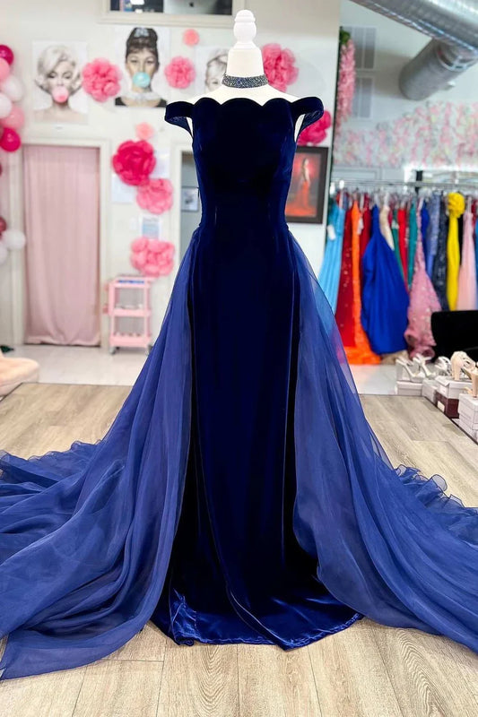 Off-the-Shoulder Velvet Mermaid Prom Dress