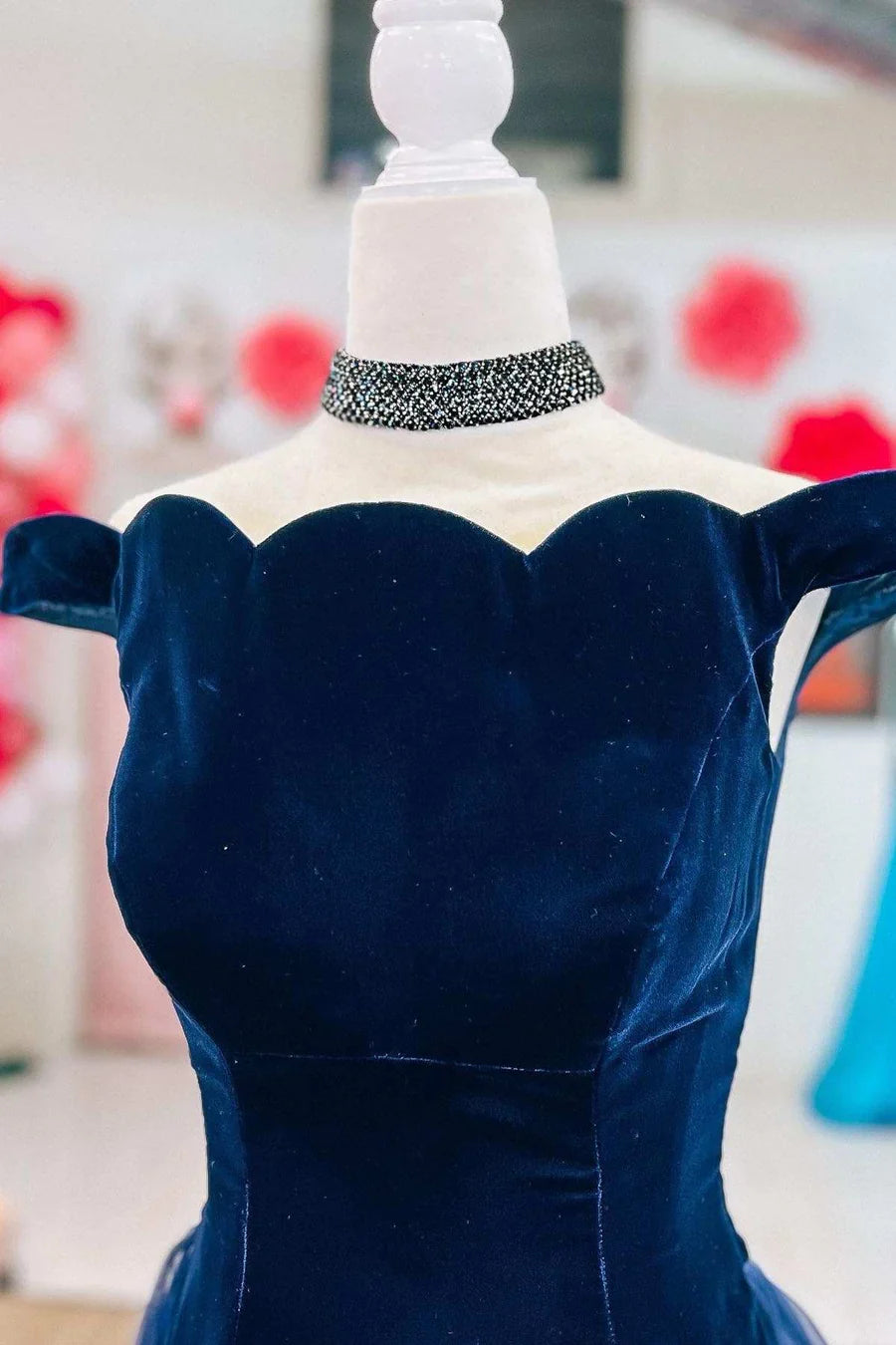 Off-the-Shoulder Velvet Mermaid Prom Dress