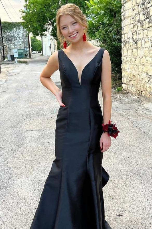 Deep V Neck Backless Mermaid Prom Dress