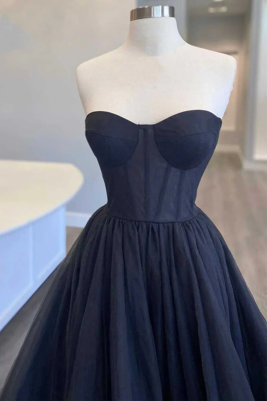 A-Line Strapless Multi-Tiered Prom Dress
