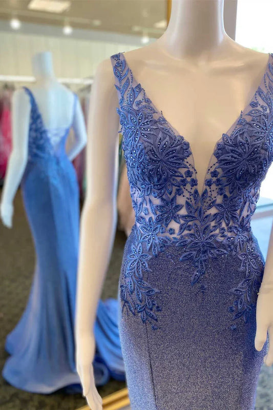 Deep V Neck Mermaid Long Prom Dress