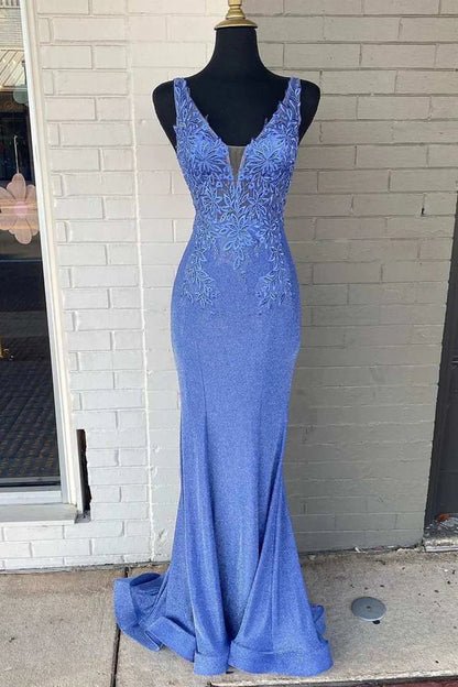Deep V Neck Mermaid Long Prom Dress