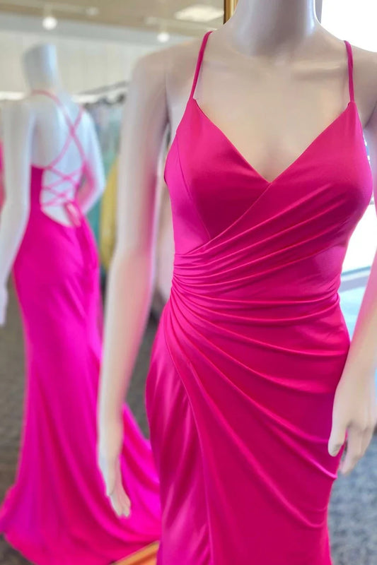 Ruched Lace-Up Mermaid Prom Dress