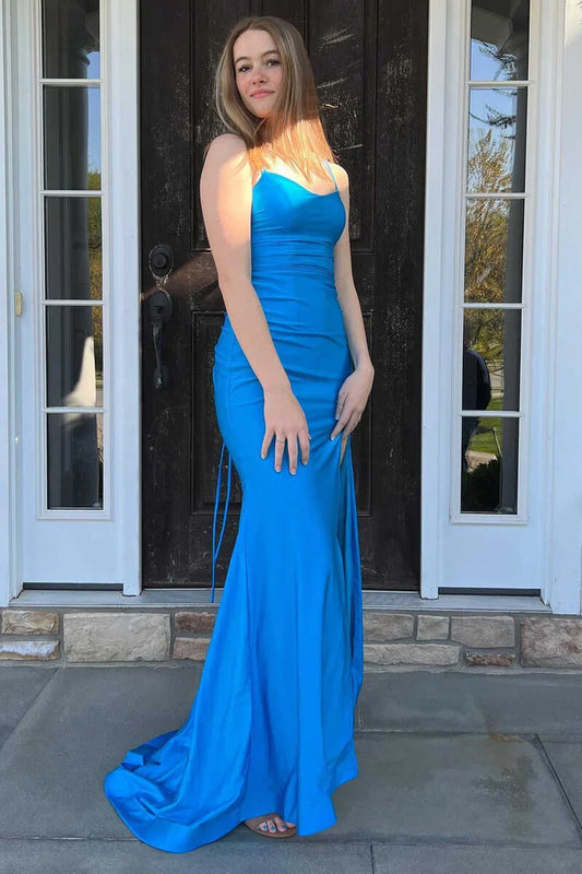 Straps Lace-Up Mermaid Prom Dress