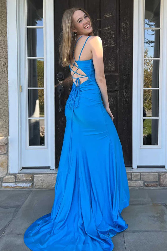 Straps Lace-Up Mermaid Prom Dress