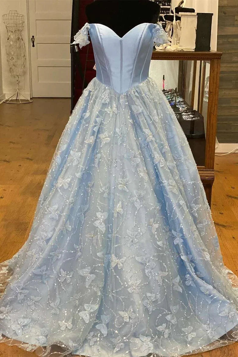 A-line Sweetheart Off-the-Shoulder Prom Dress