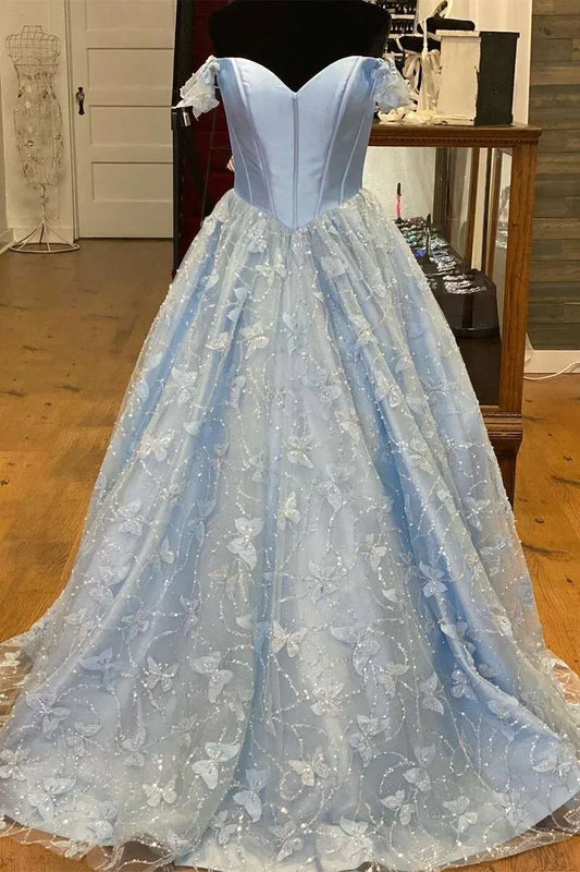 A-line Sweetheart Off-the-Shoulder Prom Dress