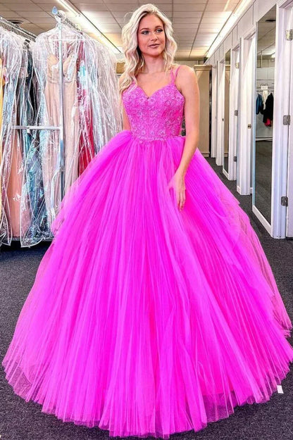A-Line Lace V-Neck Lace-Up Back Prom Dress