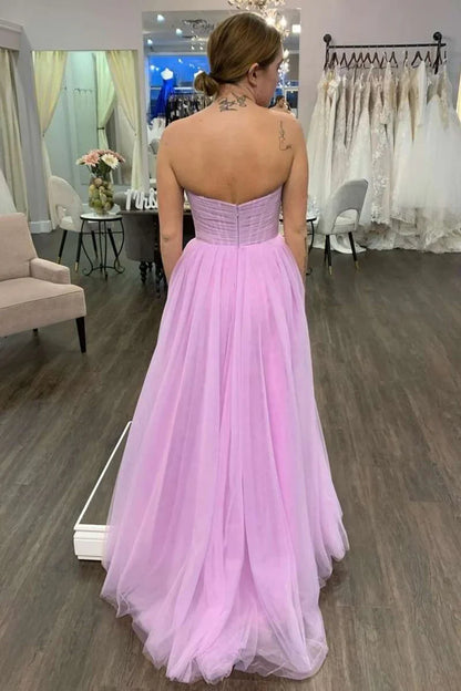 A-Line Ruched Strapless Prom Dress