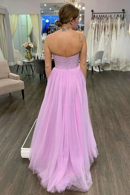 A-Line Ruched Strapless Prom Dress