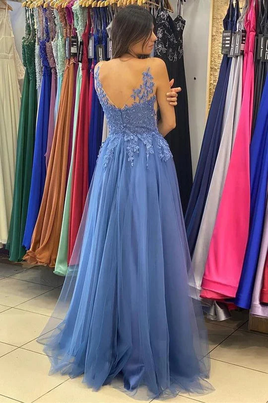 A-Line Prom Dress With Tulle Lace Applique