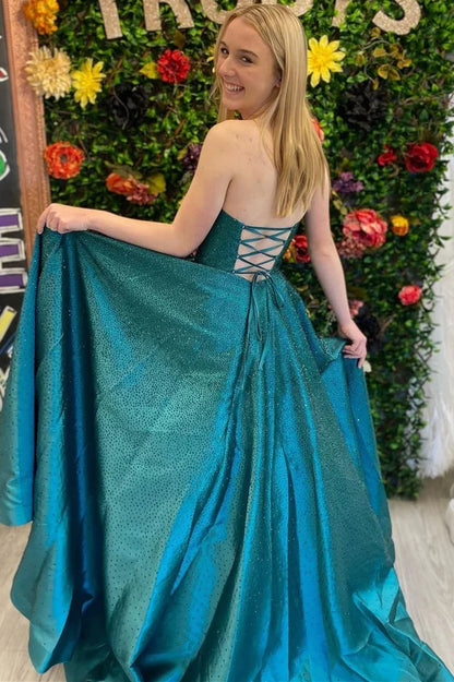 Off-the-Shoulder Floor Length A-line Strapless Prom Dress