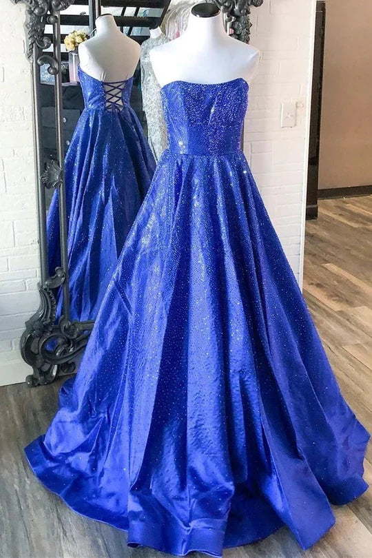 Off-the-Shoulder Floor Length A-line Strapless Prom Dress