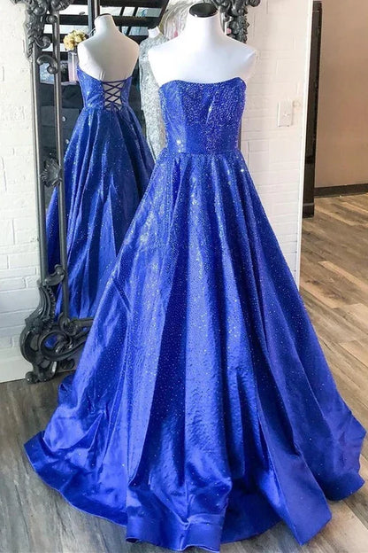 Off-the-Shoulder Floor Length A-line Strapless Prom Dress