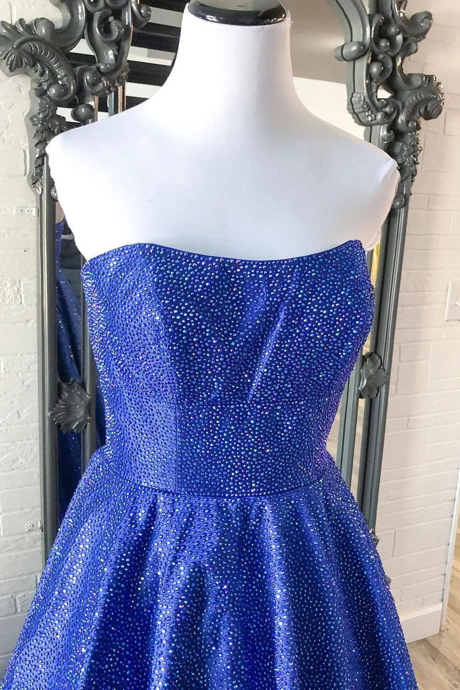 Off-the-Shoulder Floor Length A-line Strapless Prom Dress
