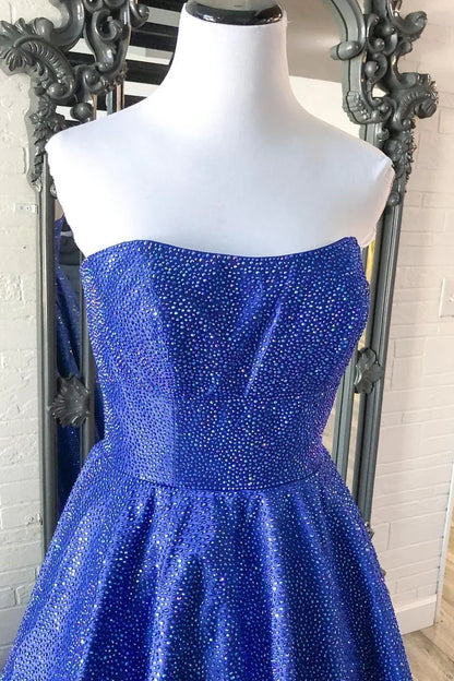 Off-the-Shoulder Floor Length A-line Strapless Prom Dress