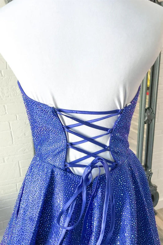 Off-the-Shoulder Floor Length A-line Strapless Prom Dress