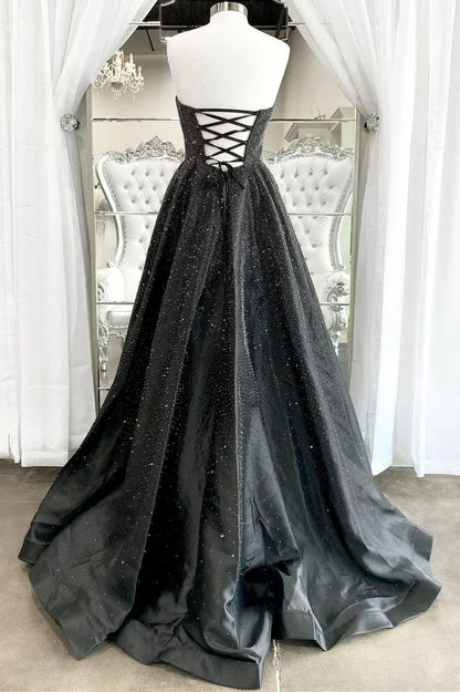 Off-the-Shoulder Floor Length A-line Strapless Prom Dress