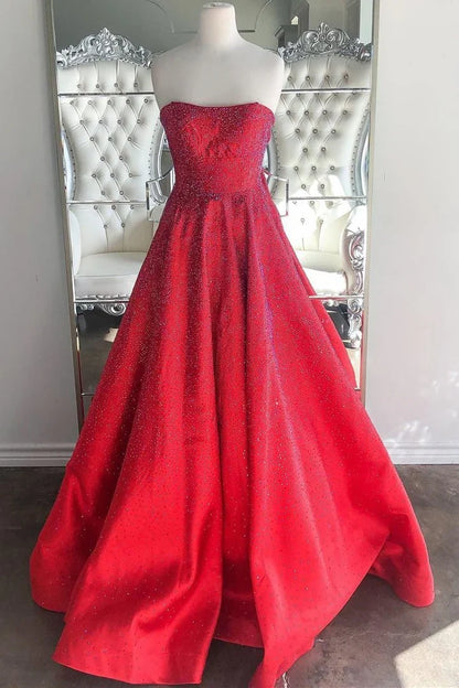 Off-the-Shoulder Floor Length A-line Strapless Prom Dress