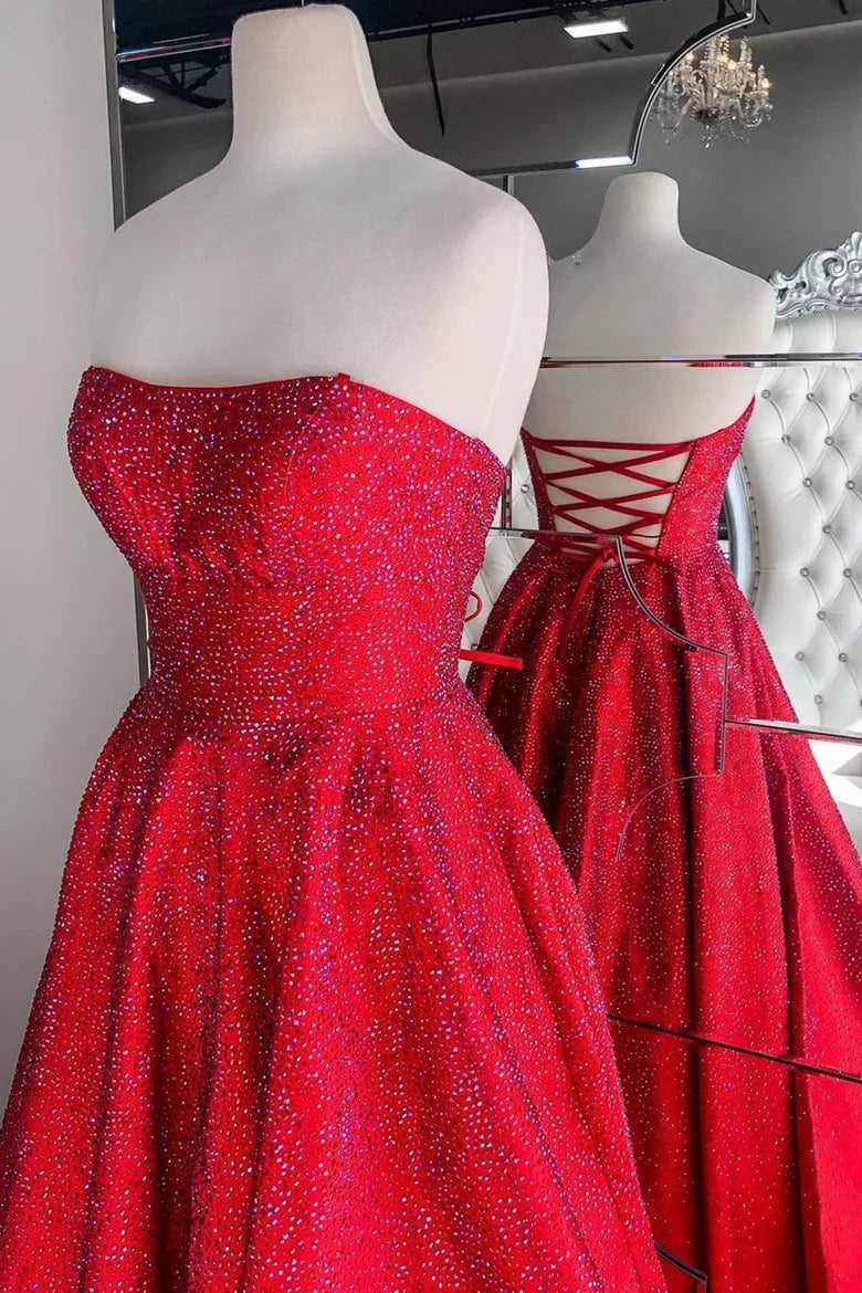 Off-the-Shoulder Floor Length A-line Strapless Prom Dress