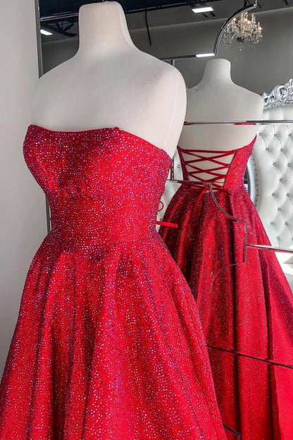 Off-the-Shoulder Floor Length A-line Strapless Prom Dress