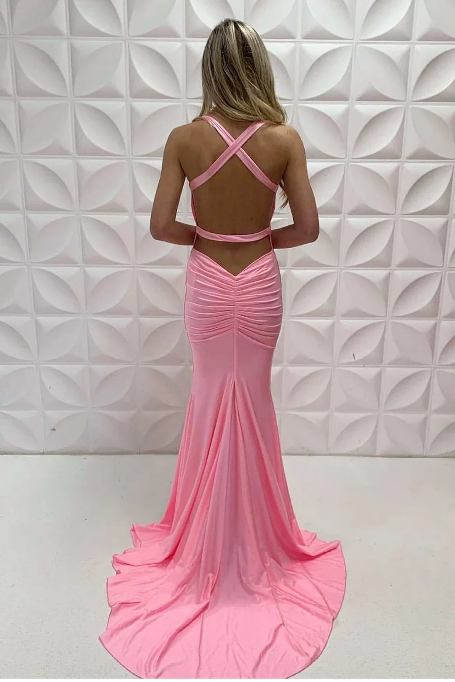 Mermaid V-Neck Prom Dress With Cross-Back
