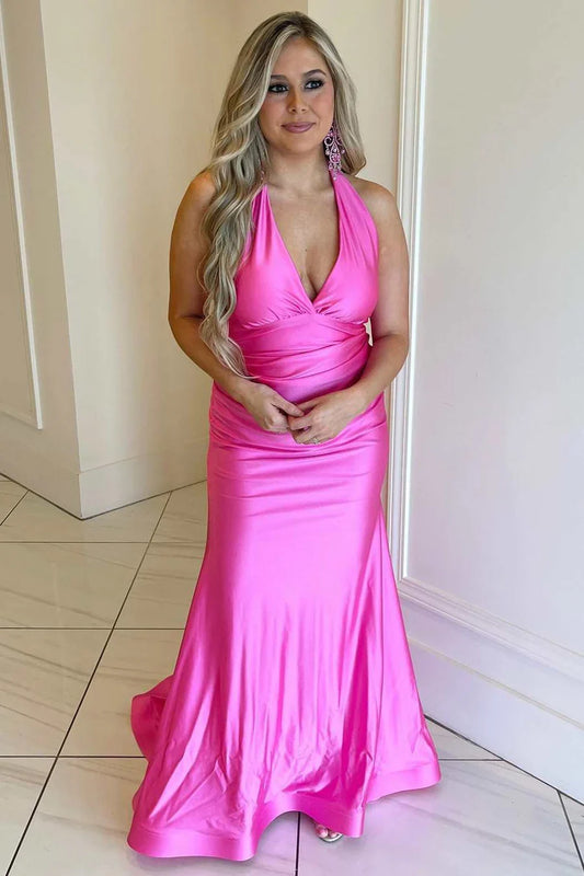 Tie-Back Halter Mermaid Prom Dress
