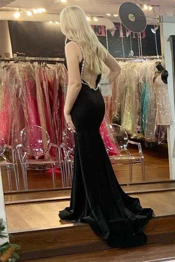 V-Neck Mermaid Prom Dress With Maix Open Back