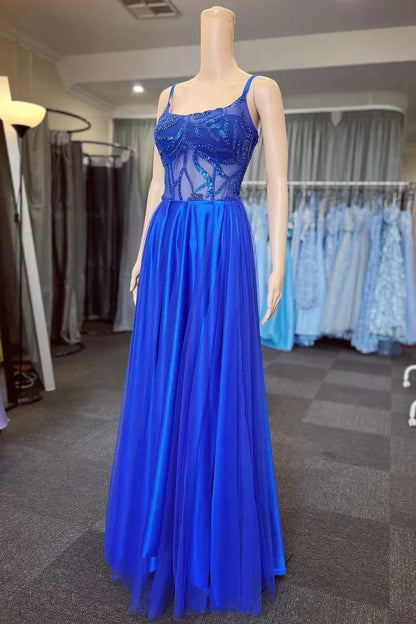 Scoop Neck A-Line Prom Dress With Applique ﻿