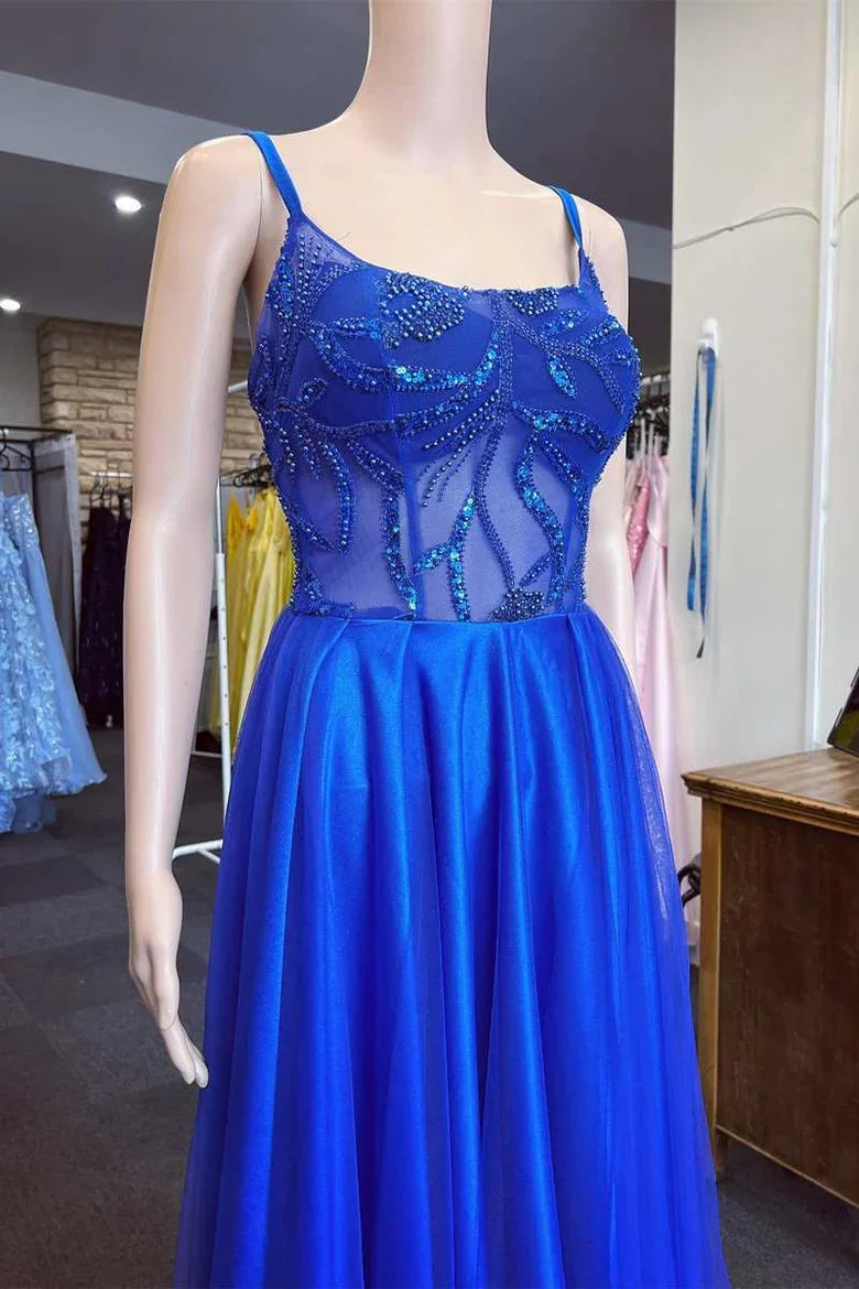 Scoop Neck A-Line Prom Dress With Applique ﻿