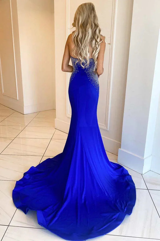 One-Shoulder Backless Mermaid Prom Dress With Beaded