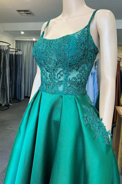 A-Line Scoop Neck Prom Dress with Pockets
