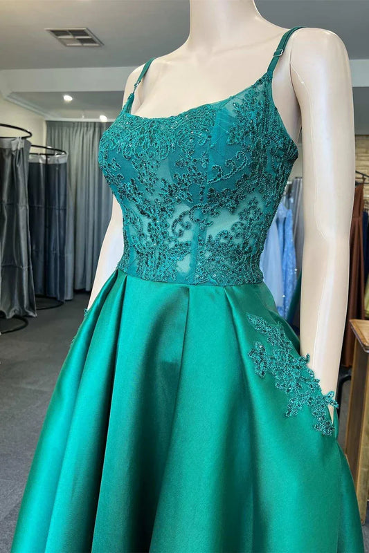 A-Line Scoop Neck Prom Dress with Pockets