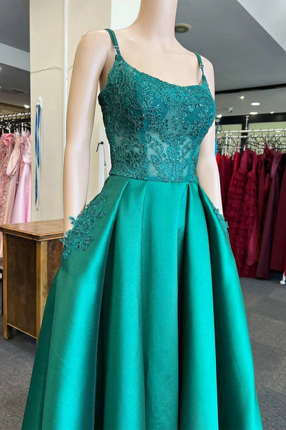 A-Line Scoop Neck Prom Dress with Pockets