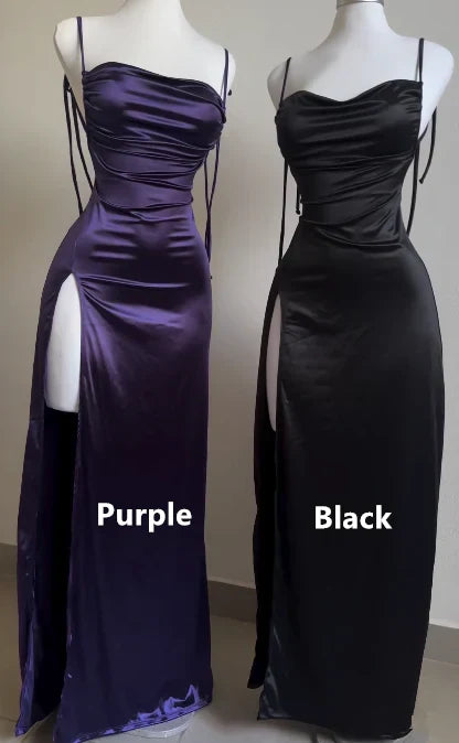 Dress Prom Dress Stores Purple Straps Backless Satin Long Party Dress Evening Dress Formal Dresses