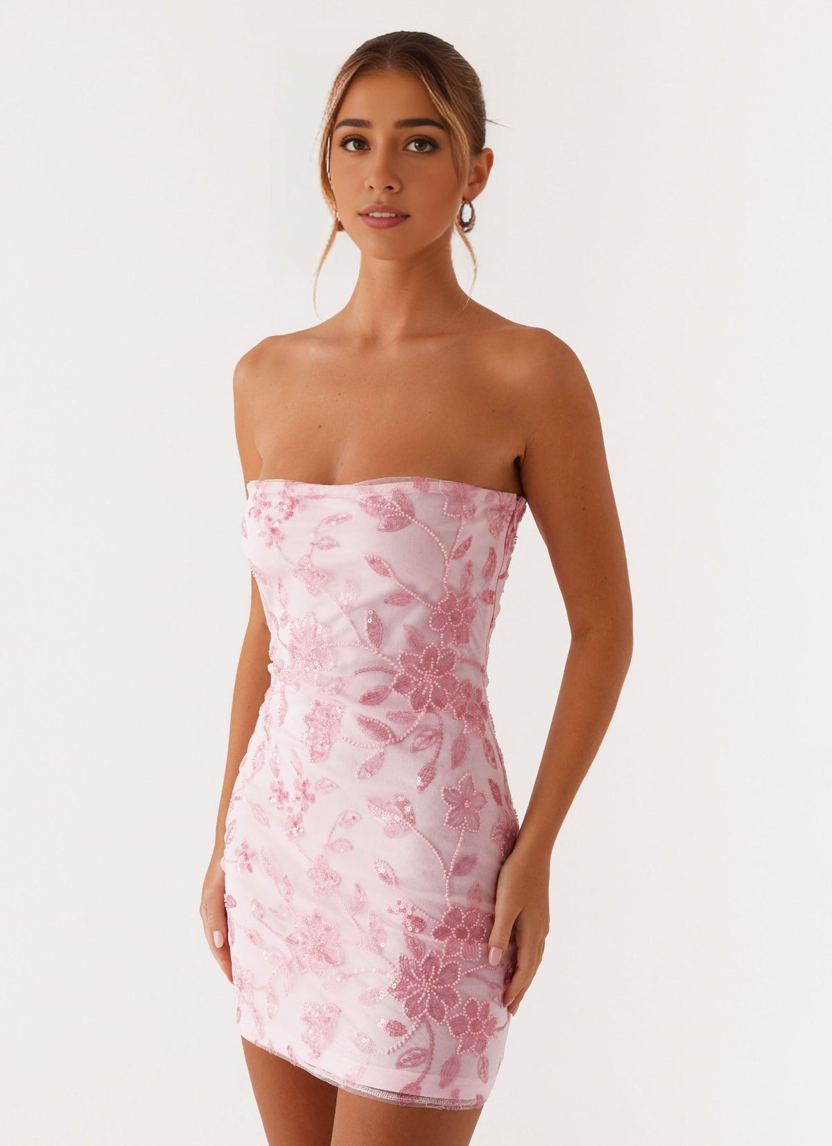 Dress Off the Shoulder Short Dress Sleeveless Pink Backless Sequins Beading Homecoming Dress