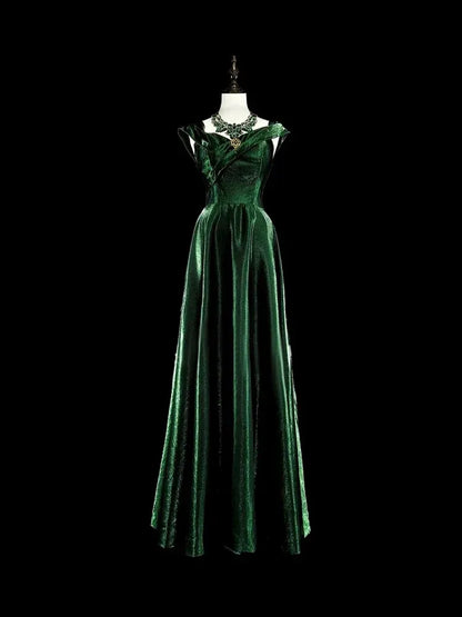 Regal A-Line Off Shoulder Sleeveless Lace-Up Back Floor-Length Gala Evening Dress