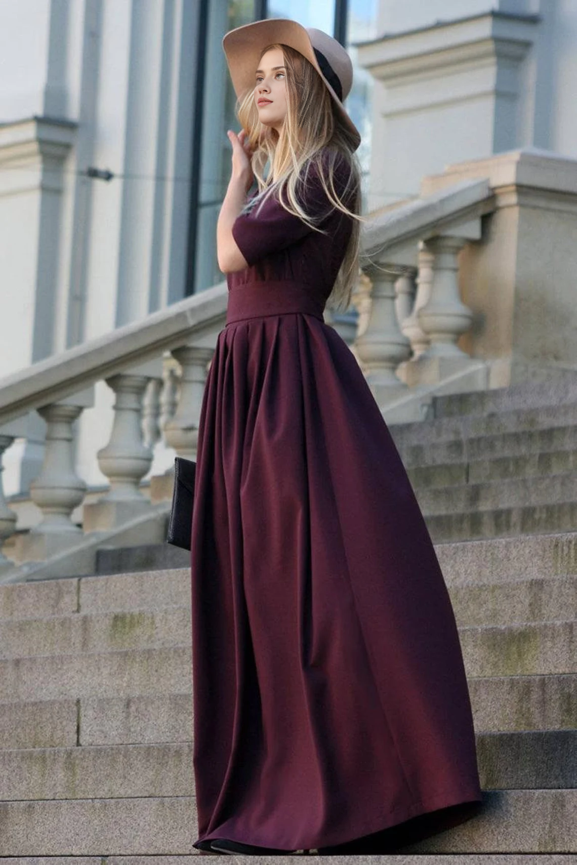 Romantic Short Sleeves V Neck Floor Length A-line Bridesmaid Prom Party Dress