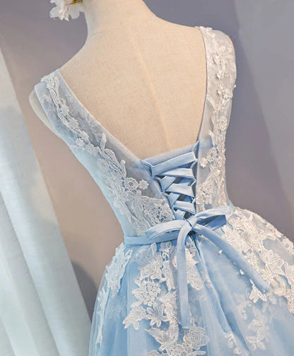 Round Neck Tulle Homecoming Dresses With Applique